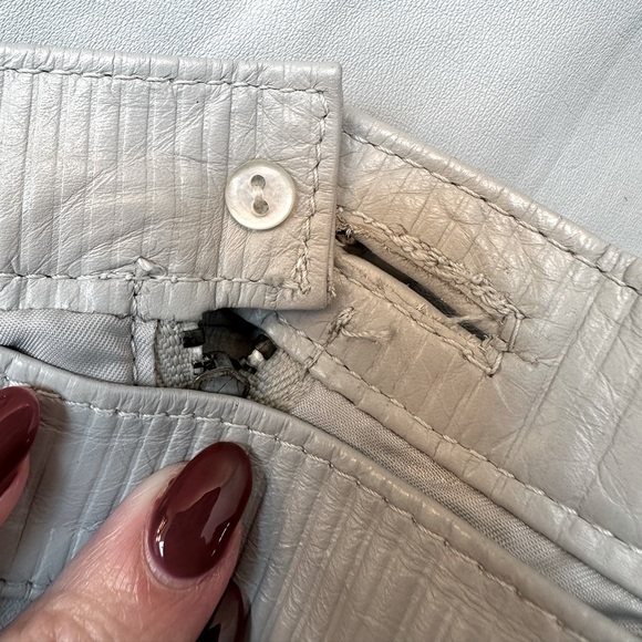 Vintage Wilson’s Leather 80’s Genuine Leather Dove Grey Midi Skirt Size 6 Small - Picture 6 of 13